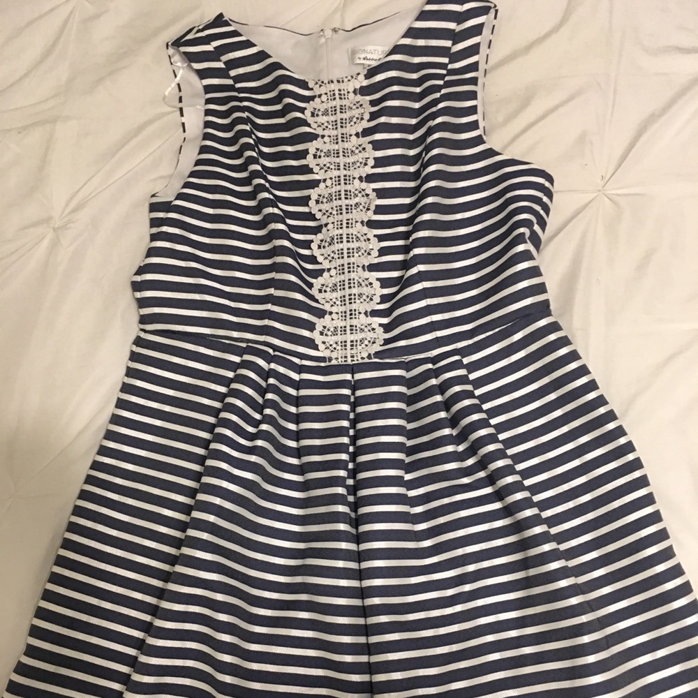 Navy/white striped dress